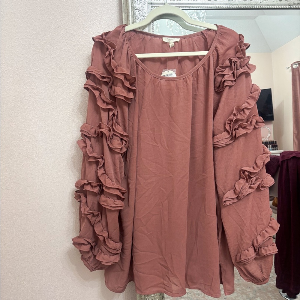 Ruffled Blush Pink Blouse